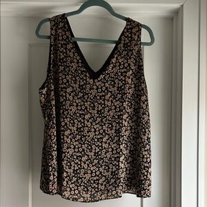 Floral Black and Cream/Gold Women's Top LOFT